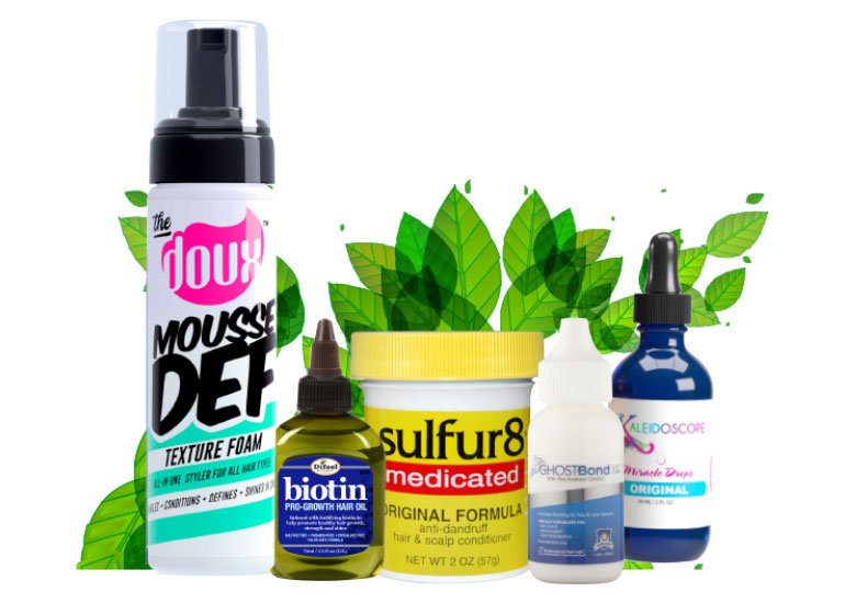  Close-up of various bottles of hair oils